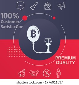 Bitcoin bubble icon. Customize your design with a navy and red colored background template