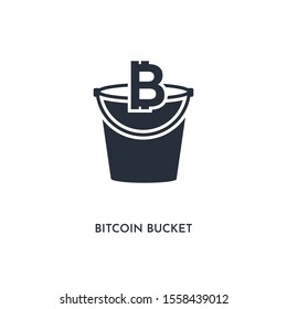 bitcoin bucket icon. simple element illustration. isolated trendy filled bitcoin bucket icon on white background. can be used for web, mobile, ui.