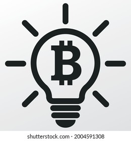 Bitcoin in bulb icon illustration - modern design