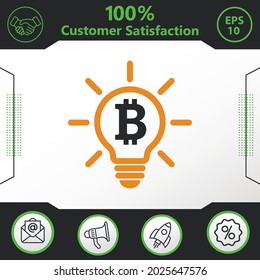 Bitcoin en elementos gráficos vectoriales de bombilla para su trabajo - Diseño moderno