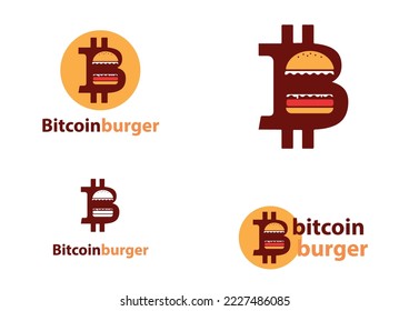 Concepto de diseño del logotipo de la hamburguesa de Bitcoin
