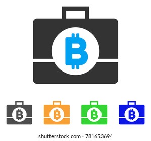 Bitcoin Business Case icon. Vector illustration style is a flat iconic bitcoin business case symbol with grey, green, blue, yellow color variants. Designed for web and software interfaces.