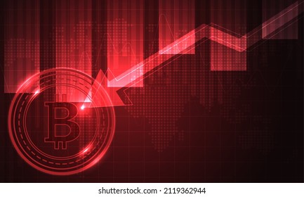 Bitcoin business going down. Bitcoin on red graph. Bitcoin crashing background with red backdrop and decreasing graphs. vector design.
