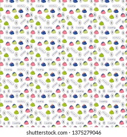 Bitcoin. Business pattern on pink, white and neutral background. Dollars. Vector. Seamless business pattern.