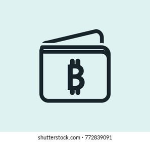 Bitcoin buy wallet icon cryptocurrency line isolated on clean background. Purse concept drawing bitcoin wallet icon line in modern style. Vector illustration for your web mobile logo app UI design.