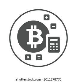 Bitcoin calculator crypto currency icon (Circle version icon)