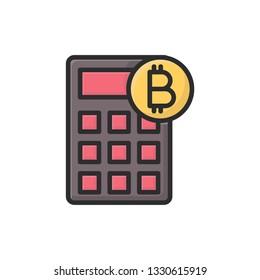 bitcoin calculator icon. cryptocurrency icon flat design