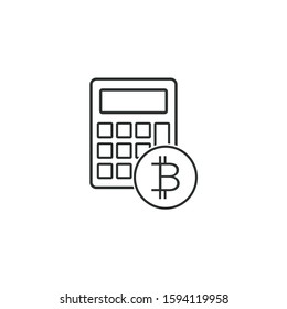 Bitcoin calculator icon. Element icon symbol crypto currency isolated on white background. 