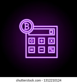 bitcoin calculator icon. Elements of Bitcoin Blockchain in neon style icons. Simple icon for websites, web design, mobile app, info graphics