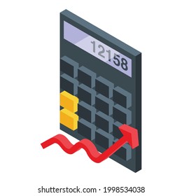 Bitcoin-Taschenrechner-Symbol Isometrisch zum Bitcoin-Taschenrechner, Vektorsymbol für Webdesign einzeln auf weißem Hintergrund