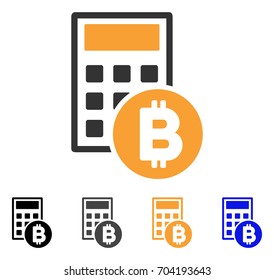 Bitcoin Calculator icon. Vector illustration style is flat iconic symbol with black, grey, orange, blue color variants. Designed for web and software interfaces.