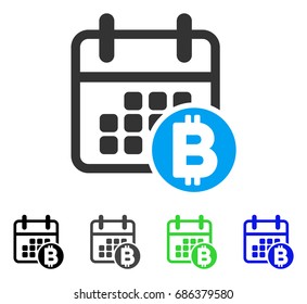 Bitcoin Calendar flat vector icon. Colored bitcoin calendar gray, black, blue, green icon variants. Flat icon style for web design.