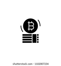 Bitcoin capital black icon concept. Bitcoin capital flat  vector symbol, sign, illustration.
