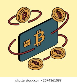 Bitcoin Card Concept with Blockchain Transactions
