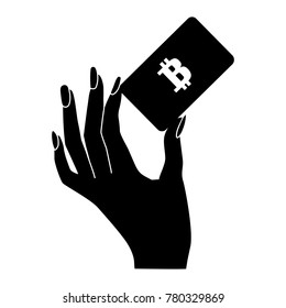 Bitcoin card vector icon, cryptomoney. Flat design style.