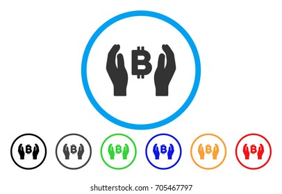Bitcoin Care Hands flat vector pictograph for application and web design.