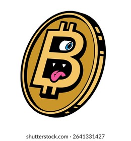 Bitcoin cartoon mascot solid color