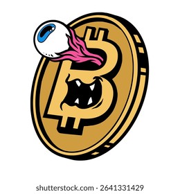 Bitcoin cartoon mascot solid color