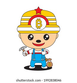 bitcoin cartoon vector illustration with funny and smiling facial expressions

