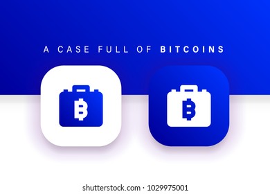 Bitcoin Case icon. Bitcoin Accounting icon. Square contained. Use for brand logo, application, ux/ui, web. Blue design. Compatible with jpg, png, eps, ai, cdr, svg, pdf, ico, gif. svg