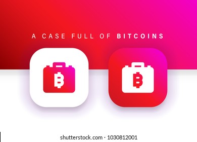 Bitcoin Case icon. Bitcoin Accounting icon. Square contained. Use for brand logo, application, ux/ui, web. Red design. Compatible with jpg, png, eps, ai, cdr, svg, pdf, ico, gif. svg