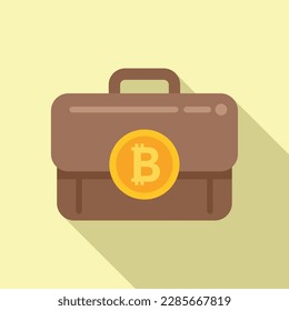 Bitcoin case icon flat vector. Crypto money. Financial marketing