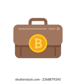 Bitcoin case icon flat vector. Crypto money. Financial marketing isolated