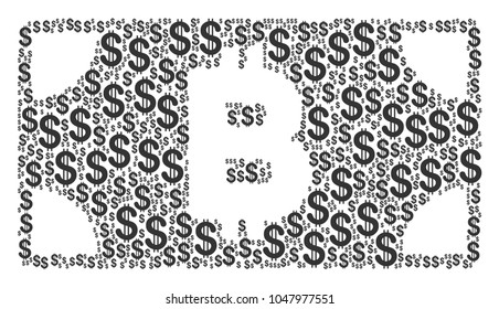 Bitcoin Cash Banknote collage of dollars. Vector dollar icons are grouped into bitcoin cash banknote illustration.