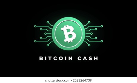 Bitcoin Cash (BCH) cryptocurrency logo vector illustration for background or banner.