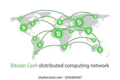 Bitcoin cash cryptocurrency. Abstract global background. Vector illustration.