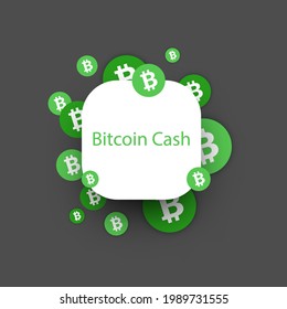 Bitcoin cash cryptocurrency. Abstract rounded paper background. Vector illustration.