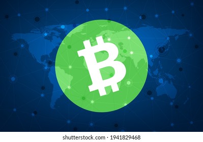 Bitcoin cash cryptocurrency. Abstract wireframe global mesh background. Vector illustration.