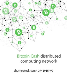 Bitcoin cash cryptocurrency. Abstract wireframe mesh background. Vector illustration.