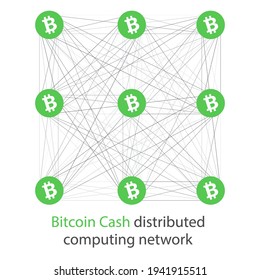 Bitcoin cash cryptocurrency. Abstract wireframe low poly mesh background. Vector illustration.
