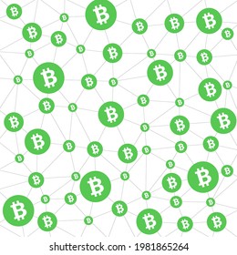 criptomoneda de bitcoin. Fondo de malla de la malla del alambre abstracto. Ilustración vectorial.