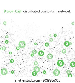 Bitcoin cash cryptocurrency. Abstract wireframe mesh background. Vector illustration.