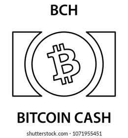 Bitcoin cash cryptocurrency blockchain icon. Virtual electronic, internet money or cryptocoin symbol, logo