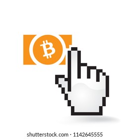 Bitcoin Cash Cryptocurrency Coin Sign Hand Cursor Click Isolated