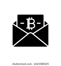 Bitcoin in Cash Envelope Icon Representing Digital Currency Transaction