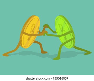 bitcoin and bitcoin cash fighting for the winner