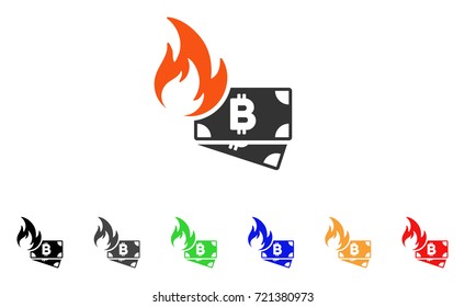 Bitcoin Cash Fire icon. Vector illustration style is a flat iconic bitcoin cash fire symbol with black, gray, green, blue, red, orange color additional versions.