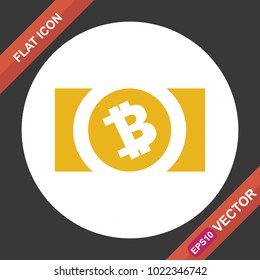 Bitcoin cash flat icon for web, UI, UX, and app on black background