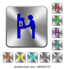 Bitcoin cash machine engraved icons on rounded square glossy steel buttons