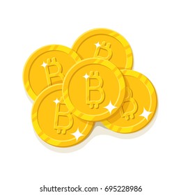 Bitcoin cash set. Virtual currency, digital payment network, much income, profitable job, free online wallet account. Cartoon vector illustration on white background