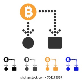 Bitcoin Cashflow icon. Vector illustration style is flat iconic symbol with black, grey, orange, blue color variants. Designed for web and software interfaces.