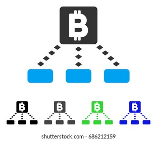 Bitcoin Cashout Scheme flat vector pictograph. Colored bitcoin cashout scheme gray, black, blue, green pictogram versions. Flat icon style for web design.