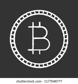 Bitcoin chalk icon. Cryptocurrency. Digital money. Isolated vector chalkboard illustration