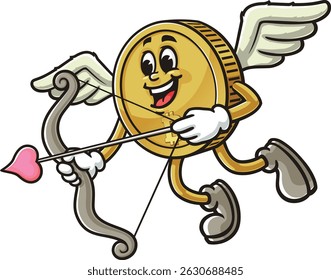 Bitcoin character cartoon is becoming cupid