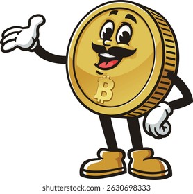 Bitcoin character cartoon with mustache style