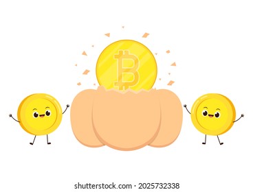 Bitcoin character vector. Coin character design. Bitcoin vector. 